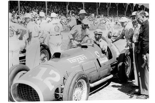 Stampa su plexi-alluminio Alberto Ascari at the Wheel of a 4.5 Litre Ferrari, Indianapolis, 1952