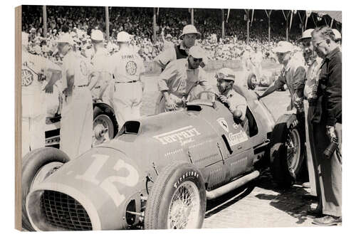 Tableau en bois Alberto Ascari at the Wheel of a 4.5 Litre Ferrari, Indianapolis, 1952