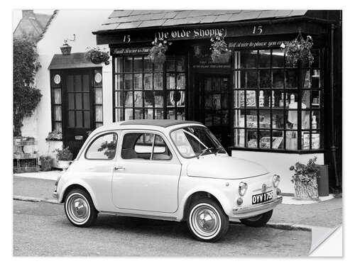 Autocolante decorativo Fiat 500 Parked Outside a Quaint Shop, 1969