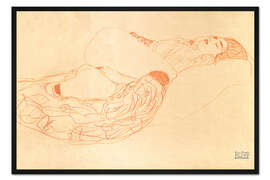 Gerahmter Kunstdruck Liegender Halbakt masturbierend