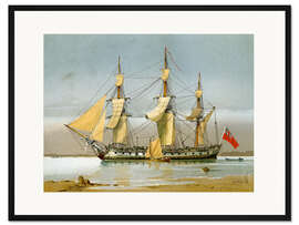 Gerahmter Kunstdruck Eine Fregatte der Royal Navy mit 42 Kanonen, 1780