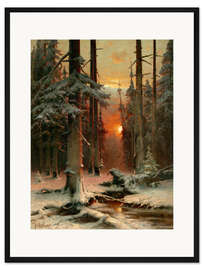 Gerahmter Kunstdruck Schnee im Wald, 1885