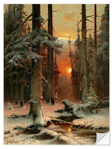 Selvklæbende plakat Snow in Forest, 1885