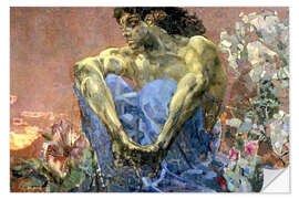 Wandsticker Dämon sitzend in einem Garten