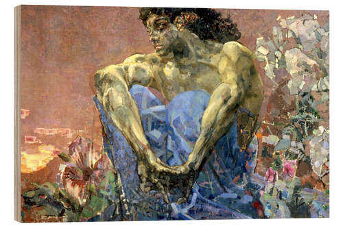 Obraz na drewnie Demon Seated in a Garden