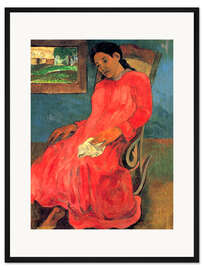 Gerahmter Kunstdruck Frau im roten Kleid