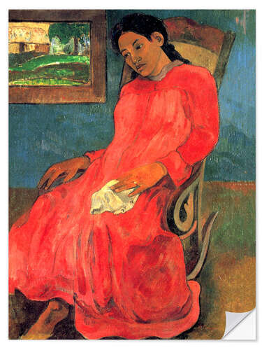 Selvklebende plakat Woman in Red Dress