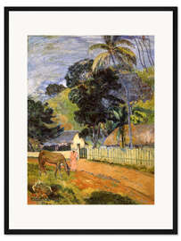 Gerahmter Kunstdruck Pferd auf der Straße, Tahiti-Landschaft