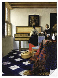 Selvklebende plakat A Lady at the Virginal with a Gentleman (The Music Lesson)