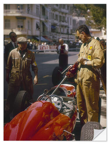 Sisustustarra A Ferrari team member filling a car with fuel, Monaco Grand Prix, Monte Carlo