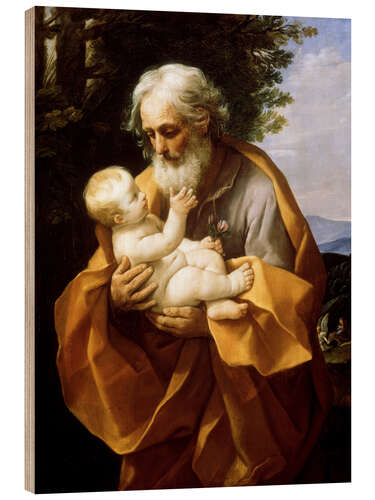 Wood print Saint Joseph with Infant Christ