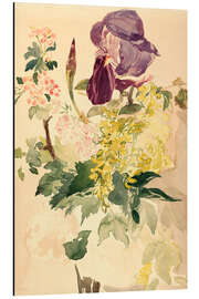 Magnettafel Blumenstück mit Iris, Goldregen und Geranie