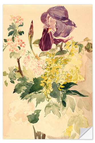 Vinilo para la pared Flower Piece with Iris, Laburnum, and Geranium