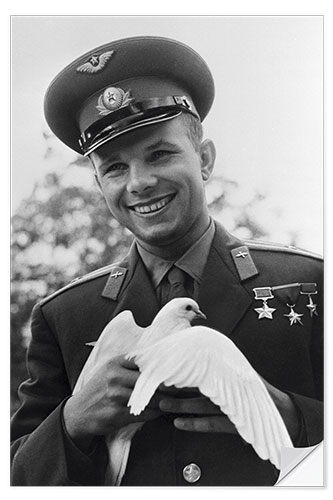 Självhäftande poster Yuri Gagarin, Russian Cosmonaut, 1964