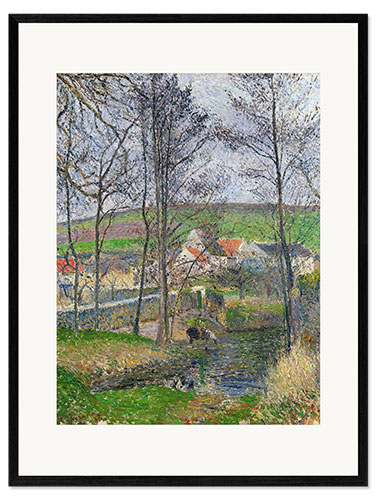 Innrammet kunsttrykk The Banks of the Viosne at Osny in Grey Weather, 1883