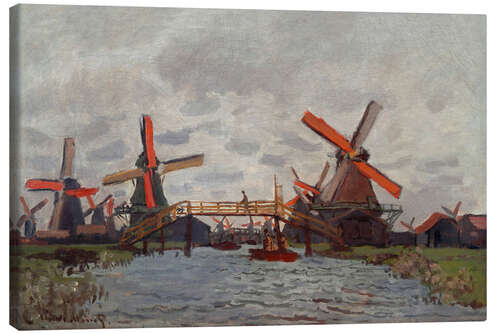 Canvas print Mills at Westzijderveld near Zaandam, 1871