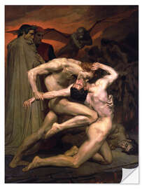 Selvklæbende plakat Dante and Virgil in Hell, 1850