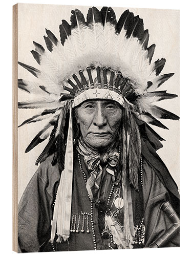 Wood print A Native American Chief With His Headdress