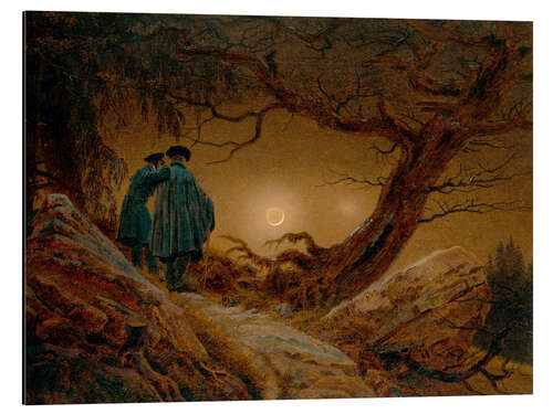 Tableau en aluminium Two Men Contemplating the Moon, 1820