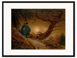 Kehystetty taidepainatus Two Men Contemplating the Moon, 1820