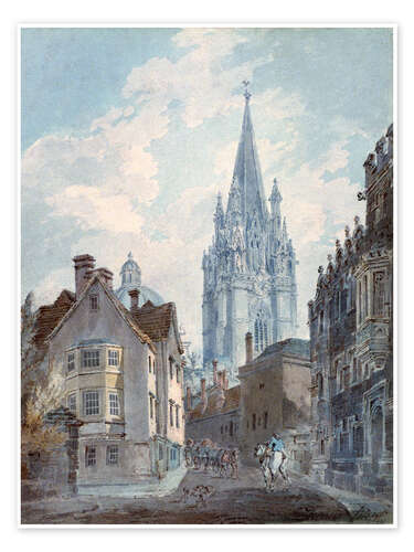 Poster Oxford, St Mary's from Oriel Lane, 1792