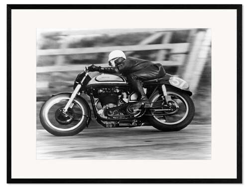 Impression artistique encadrée A Norton in action in the Isle of Man, 1950