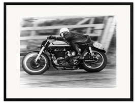 Impression artistique encadrée A Norton in action in the Isle of Man, 1950