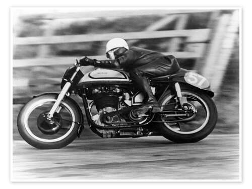 Poster A Norton in action in the Isle of Man, 1950