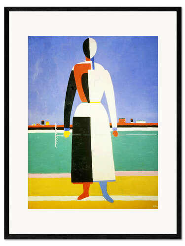 Gerahmter Kunstdruck Frau mit Harke, 1932