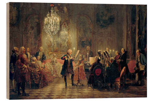Wood print Flute Concert with Frederick the Great, Adolph Friedrich Menzel