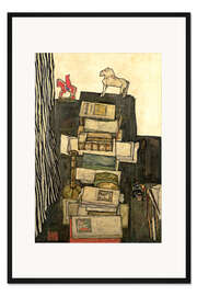 Gerahmter Kunstdruck Stilleben mit Büchern (Schieles Schreibtisch), 1914 - Egon Schiele