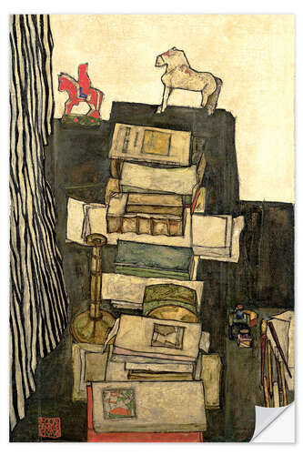 Naklejka na ścianę Still Life with Books (Schiele's Desk), 1914