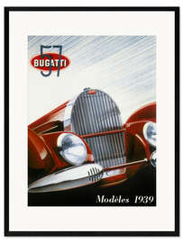 Plakat artystyczny premium w ramie Poster Advertising Bugatti Cars