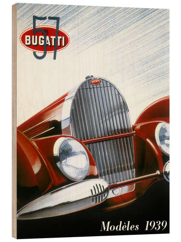 Wood print Poster Advertising Bugatti Cars