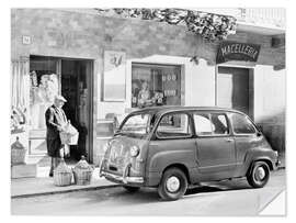 Vinilo para la pared Fiat 600 Multipla Outside a Shop