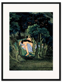 Gerahmter Kunstdruck Krishna umarmt von Radha