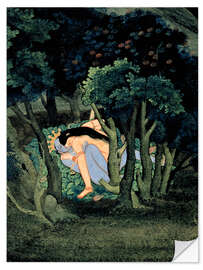 Muursticker Krishna embraced by Radha