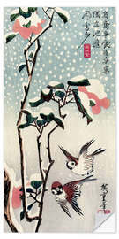 Wall sticker Sparrows and Camellias in the Snow