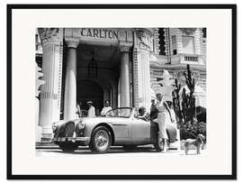 Gerahmter Kunstdruck Aston Martin DB2-4 vor dem Hotel Carlton, Cannes, Frankreich, 1955