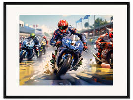 Gerahmter Kunstdruck Motorradrennen