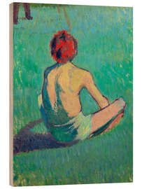 Holzbild Junge sitzend im Gras, 1886 - Émile Bernard