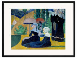 Gerahmter Kunstdruck Bretonische Frauen mit Regenschirmen, 1892