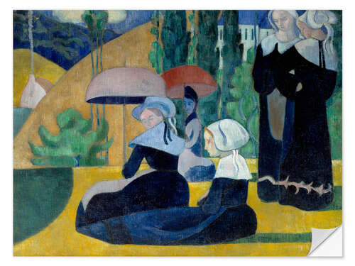 Sticker mural Breton women with umbrellas, 1892