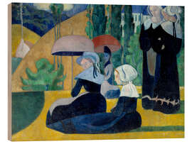 Stampa su legno Breton women with umbrellas, 1892