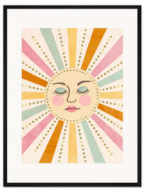 Gerahmter Kunstdruck Vintage Sonne