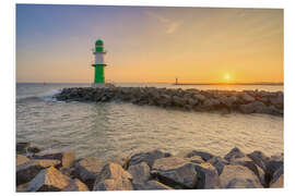 Foam board print Warnemünde Pier Fire at Sunrise