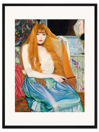 Gerahmter Kunstdruck Frau kämmt ihre Haare