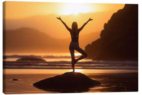 Leinwandbild Yogapose an einem Ruhigen Strand I