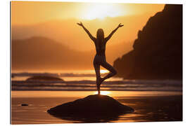 Tableau en plexi-alu Yoga Pose On a Serene Beach I