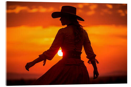 Acrylic print Cowgirl Sunset Silhouette